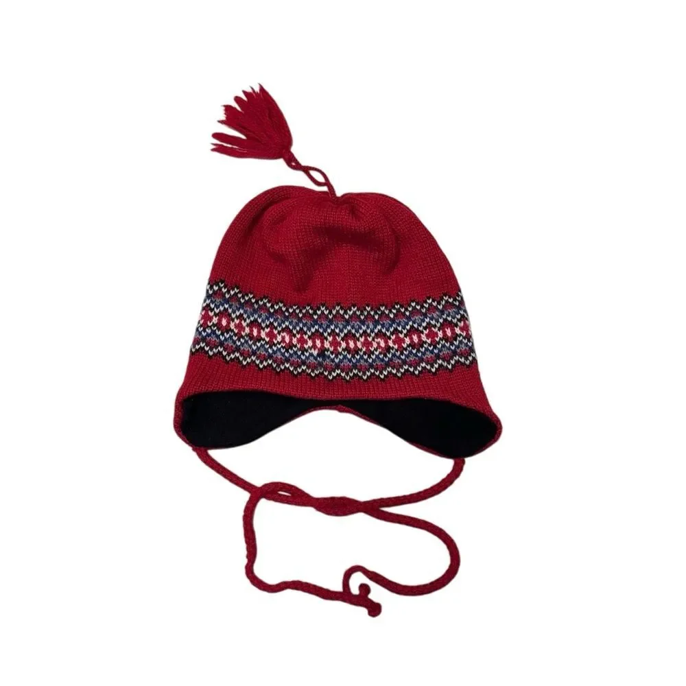 Merkley Red Ski Snowboard Winter Snow Beanie Ear Warmer Cap 100% Wool Canada